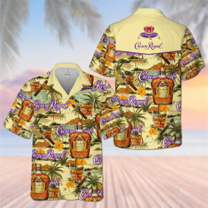 Crown Royal Canadian Whisky Palm Tree All Over Print 3Daloha Summer Beach Hawaiian Shirt  - Thelegend59