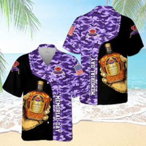 Crown Royal Memorial Day All Over Print 3D Camo Aloha Summer Beach Hawaiian Shirt  - Thelegend59