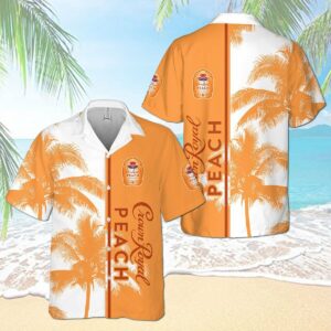 Crown Royal Peach Palm Tree All Over Print 3D Aloha Summer Beach Hawaiian Shirt  - Thelegend59