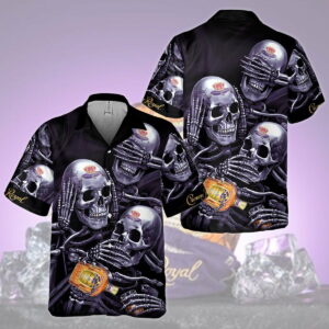 Crown Royal Skull Emotions All Over Print 3D Aloha Summer Beach Hawaiian Shirt  - Thelegend59