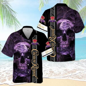 Crown Royal Smoky Skull All Over Print 3D Aloha Summer Beach Hawaiian Shirt  - Thelegend59