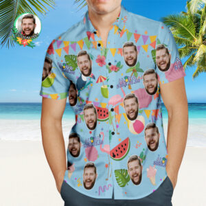 Custom Aloha Birthday Party Hawaiian Shirt Personalized Hawaiian Shirts With Your Face And Birthday Date  - Thelegend59
