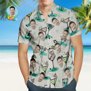 Custom Cocktail Party Hawaiian Shirt Personalized Face Hawaiian Shirts  - Thelegend59