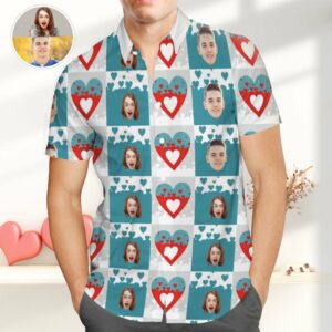 Custom Couple Face Hawaiian Shirts Personalized Plaid Print Hawaiian Shirtss  - Thelegend59