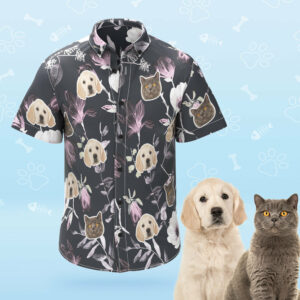 Custom Dog Face Hawaiian Shirt Black Personalized Aloha Beach Hawaiian Shirts Gift For Pet Lover  - Thelegend59