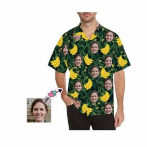 Custom Face Banana Green Men'S All Over Print Hawaiian Shirt  - Thelegend59