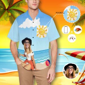 Custom Face Beach Men'S All Over Print Hawaiian Shirt With Chest Pocket  - Thelegend59