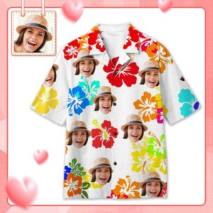 Custom Face Beautiful Flowers Men'S All Over Print Hawaiian Shirt  - Thelegend59