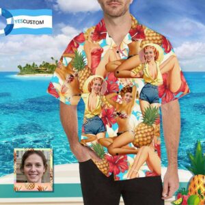 Custom Face Beautiful Lady Men'S All Over Print Hawaiian Shirt  - Thelegend59