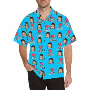 Custom Face Best Girlfriend Red Heart Men'S Hawaiian Shirt  - Thelegend59