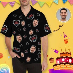 Custom Face Birthday Hearts Men'S All Over Print Hawaiian Shirt  - Thelegend59