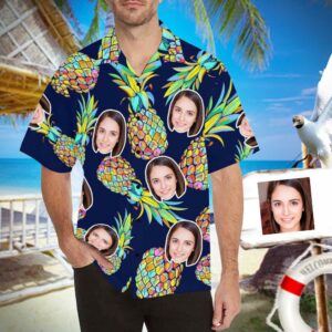 Custom Face Blue Pineapple Hawaiian Shirt  - Thelegend59