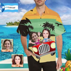 Custom Face Cartoon Car Men'S All Over Print Hawaiian Shirt  - Thelegend59