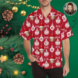 Custom Face Christmas Ball Men'S Hawaiian Shirt  - Thelegend59