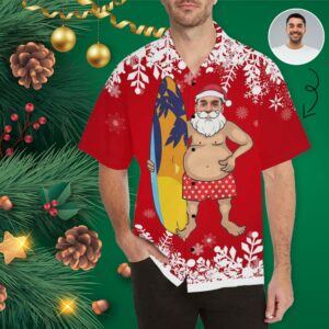 Custom Face Christmas Funny Men'S Hawaiian Shirt  - Thelegend59