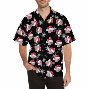 Custom Face Christmas Hats Men'S Hawaiian Shirt  - Thelegend59