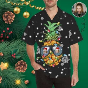 Custom Face Christmas Snow Men'S Hawaiian Shirt  - Thelegend59