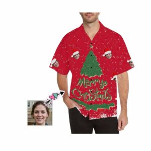 Custom Face Christmas Tree Christmas Men'S All Over Print Hawaiian Shirt  - Thelegend59