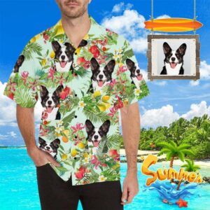 Custom Face Cute Dog Men'S All Over Print Hawaiian Shirt  - Thelegend59