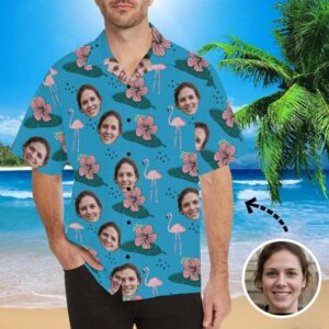Custom Face Flower Swan Men'S All Over Print Hawaiian Shirt  - Thelegend59