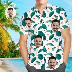 Custom Face Funky Hawaiian Shirt Leaves Button Down Hawaiian Shirtss  - Thelegend59