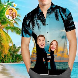 Custom Face Funky Hawaiian Shirt Seaside Button Down Shortsleeve Hawaiian Shirtss  - Thelegend59
