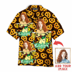 Custom Face Girl Germany On Pretzel And Beer Custom Hawaiian Shirt Pn302084Lb - For Men And Women - Kids  - Thelegend59