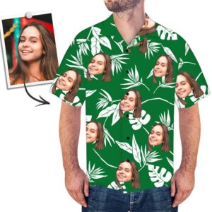 Custom Face Green Hawaiian Shirt - For Men And Women - Kids  - Thelegend59