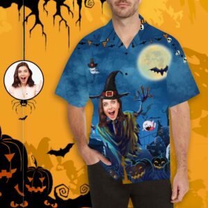 Custom Face Halloween Gift Men'S All Over Print Hawaiian Shirt  - Thelegend59
