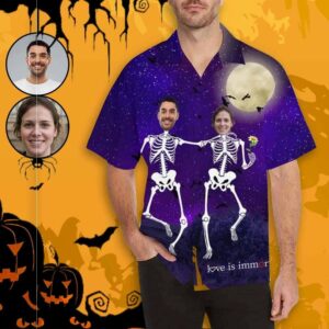 Custom Face Halloween Theme Men'S All Over Print Hawaiian Shirt  - Thelegend59