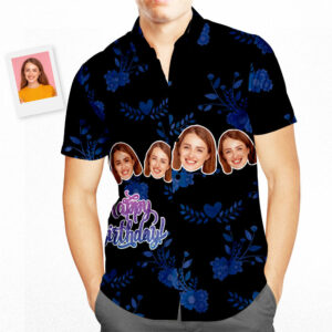 Custom Face Happy Birthday Hawaiian Shirt Flowers Birthday Gifts  - Thelegend59