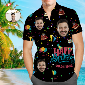 Custom Face Happy Birthday Hawaiian Shirt Men'S All Over Print Unique Birthday Gift  - Thelegend59