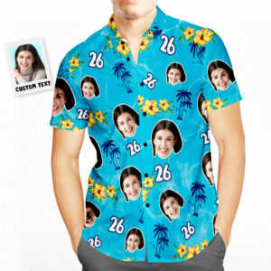 Custom Face Happy Birthday Hawaiian Shirt Water Ripples Personalized Birthday Gifts  - Thelegend59