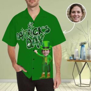 Custom Face Happy St. Patrick'S Day Men'S All Over Print Hawaiian Shirt  - Thelegend59