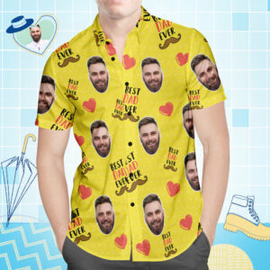 Custom Face Hawaiian Shirt All Over Print Men'S Hawaiian Shirts Best Dad Ever  - Thelegend59