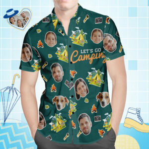 Custom Face Hawaiian Shirt All Over Print Men'S Hawaiian Shirts Let'S Go Camping  - Thelegend59