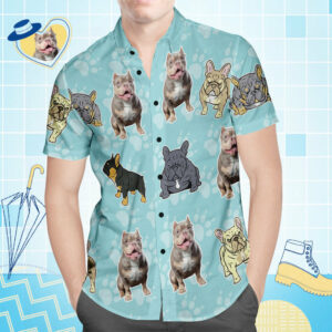 Custom Face Hawaiian Shirt All Over Print Men'S Hawaiian Shirts Pitbull Dogs  - Thelegend59