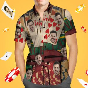 Custom Face Hawaiian Shirt Aloha Poker Player Beach Hawaiian Shirts Gift For Him  - Thelegend59
