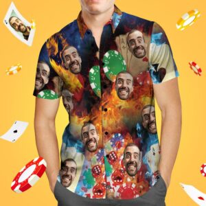 Custom Face Hawaiian Shirt Aloha Poker Hawaiian Shirts Gift For Him  - Thelegend59