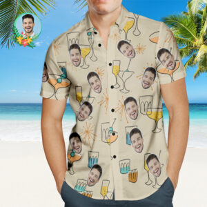 Custom Face Hawaiian Shirt Cocktail Party Personalized Hawaiian Shirts With Your Photo  - Thelegend59