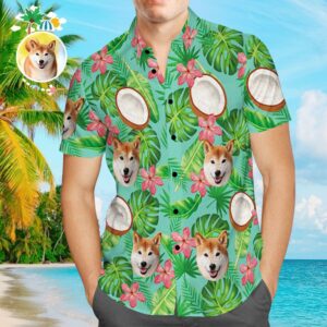 Custom Face Hawaiian Shirt Coconut Aloha Beach Hawaiian Shirts With Dog Face  - Thelegend59