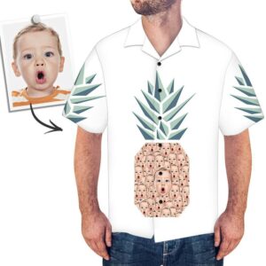 Custom Face Hawaiian Shirt Face Pineapple Personalized Tee For Husband  - Thelegend59