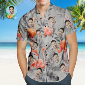 Custom Face Hawaiian Shirt Flamingo Party Personalized Hawaiian Shirts With Your Photo  - Thelegend59