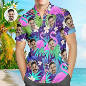 Custom Face Hawaiian Shirt Flamingo Rum Club Personalized Aloha Beach Hawaiian Shirts For Men  - Thelegend59