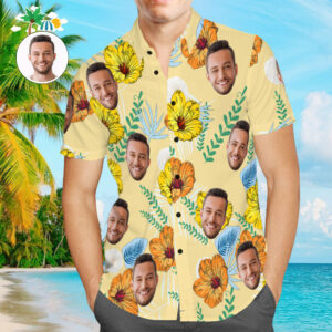 Custom Face Hawaiian Shirt Floral Print Tropical Style Hawaiian Shirts Gift For Men  - Thelegend59