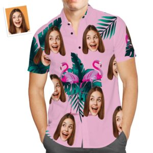Custom Face Hawaiian Shirt Funny Flamingo Vacation Beach Hawaiian Shirts Gift For Men  - Thelegend59