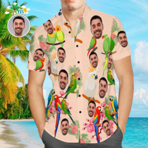 Custom Face Hawaiian Shirt Funny Parrot Tropical Style Hawaiian Shirts Gift For Men  - Thelegend59