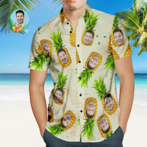 Custom Face Hawaiian Shirt Funny Pineapple Personalized Hawaiian Shirts With Your Photo  - Thelegend59