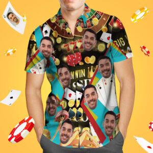 Custom Face Hawaiian Shirt Gift For Him - Poker Game Field  - Thelegend59