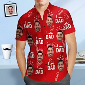 Custom Face Hawaiian Shirt I Love Dad Personalised Father'S Day Hawaiian Shirts Gift For Dad  - Thelegend59
